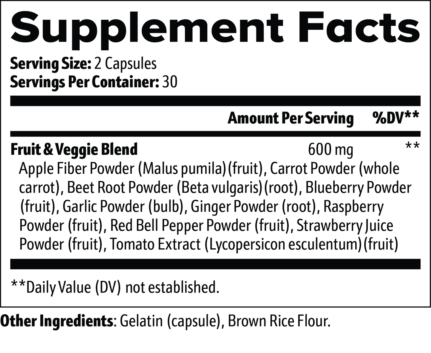 Fruits and Veggies Supplement